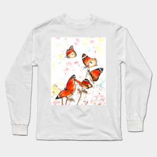 Orange Butterflies Long Sleeve T-Shirt